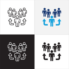 Hierarchy in company icon. Relation of people in company icons. Connection manager and employee symbol. Icon symbol compatible for leader, leadership, management, job position. Sign illustration.