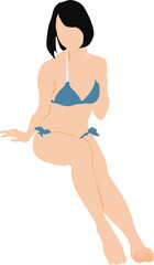 ポーズをとる水着を着た女性のイラスト