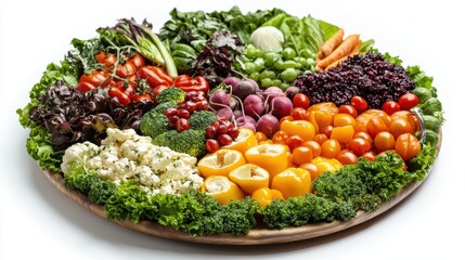 Various Vegetables And Healthy Food In Circle On White Background Generative AI