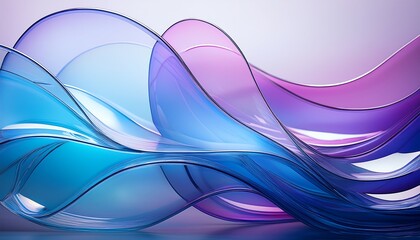 Naklejka premium Layered Glass Abstraction with Soft Blue and Purple Gradient Reflections
