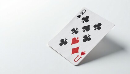 Obraz premium Close-up of a single playing card flipping, white background , playing card, risk, entertainment
