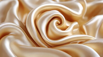 Obraz premium Cream colored satin fabric is twisted into a decorative spiral pattern