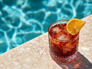 Refreshing Cocktail by the Pool: A Taste of Summer Indulgence with Citrus Burst and Icy Chill