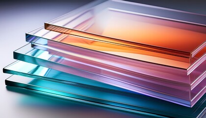 Sleek and Minimalist 3D Arrangement of Transparent Glass Layers
