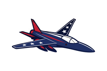 Vector art illustration of a jet fighter silhouette filled with the American flag.eps