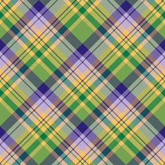 Seamless pattern with magical green, yellow and violet colors for plaid, fabric, textile, clothes, tablecloth and other things. Vector image. 2