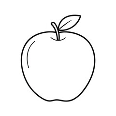 Simple Line Drawing of a Red Apple Fruit Illustration