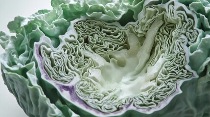 Closeup of a Cabbage Cross-Section
