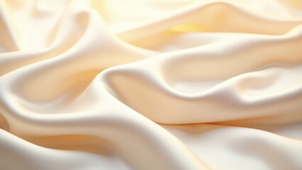 Obraz premium an elegant image of cream-colored silk fabric, with soft folds and subtle shadows. The fabric's sheen captures the light, highlighting its luxurious texture.