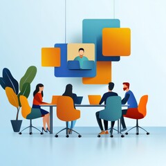 Obraz premium Abstract colorful designs representing virtual meetings.