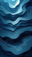 A vibrant abstract design featuring layered waves in shades of blue, creating a sense of depth and fluidity.