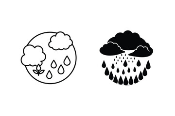 Weather Icons Rain, Clouds, Precipitation, Nature, Growth, Plant, Irrigation, Water Cycle, Climate, 
