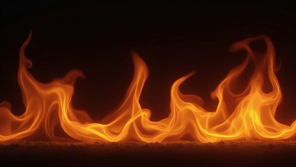 Fototapeta premium A close-up shot of vibrant orange flames dancing against a dark background, capturing the intense heat and energy of the fire