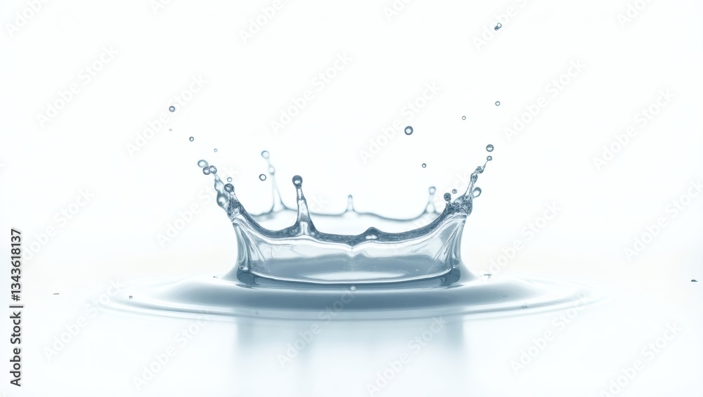 Poster water crown and splashes with perfect details, creating a mesmerizing visual effect. The image showcases the beauty and dynamics of liquid