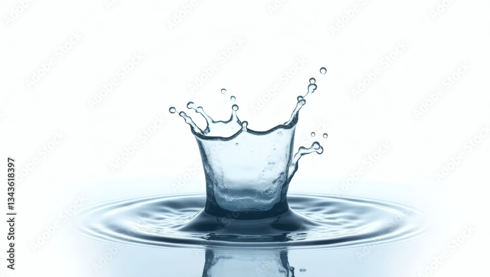 Aufkleber a water splash captured in motion. the droplets create a crown-like shape. the surface is still, ref