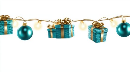 Festive Holiday Decorations with Gift Boxes, Ornaments, and String Lights for Christmas Celebrations and Seasonal Gatherings