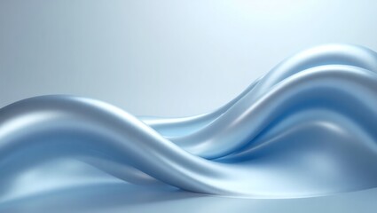 Obraz premium elegant blue silk cloth draped in graceful waves, creating a sense of luxury and movement