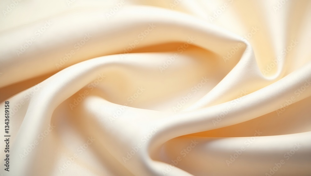 Poster smooth, flowing fabric with elegant texture and gentle folds, creating a sense of luxury. The fabric has a soft, creamy color and appears silky to the touch