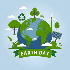Earth day concept on white background, World environment day