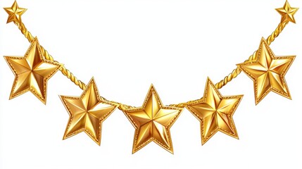 Obraz premium Decorative Golden Star Garland for Festive Celebrations, Parties, Events, and Holiday Decorations in a Shiny, Elegant Design