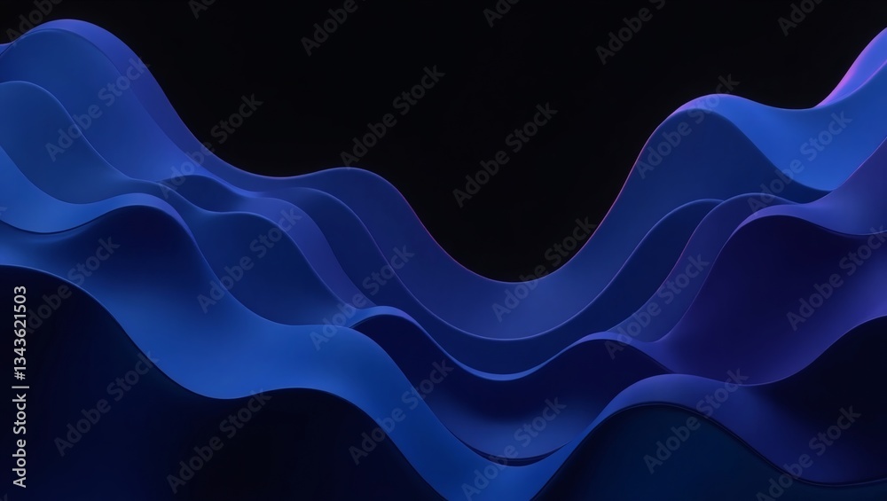Aufkleber abstract wavy blue lines with a dark backdrop. the lines are dynamic and flowing, creating a sense of movement and depth. The color gradient adds dimension to the image