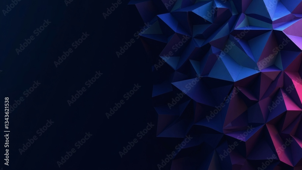 Poster a vibrant abstract geometric background with triangular shapes in shades of blue and pink