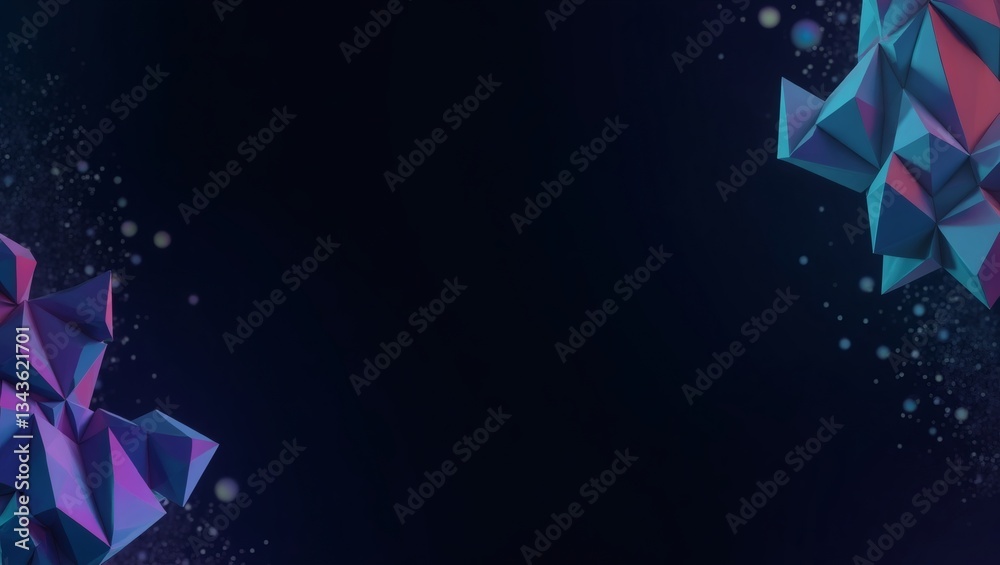 Poster abstract geometric shapes background with vibrant neon colors and a modern digital design