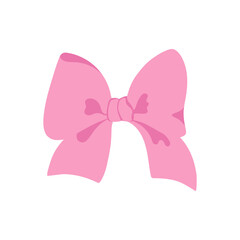 Bow. Pink bow on a white background. Vector illustration.