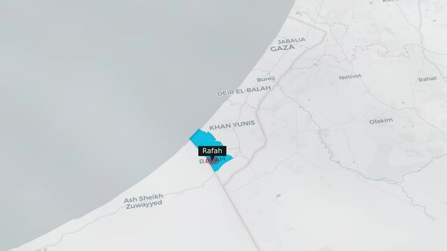 Detailed Map of Rafah Roads, Landmarks, Borders, and Key Locations for Navigation and Reference