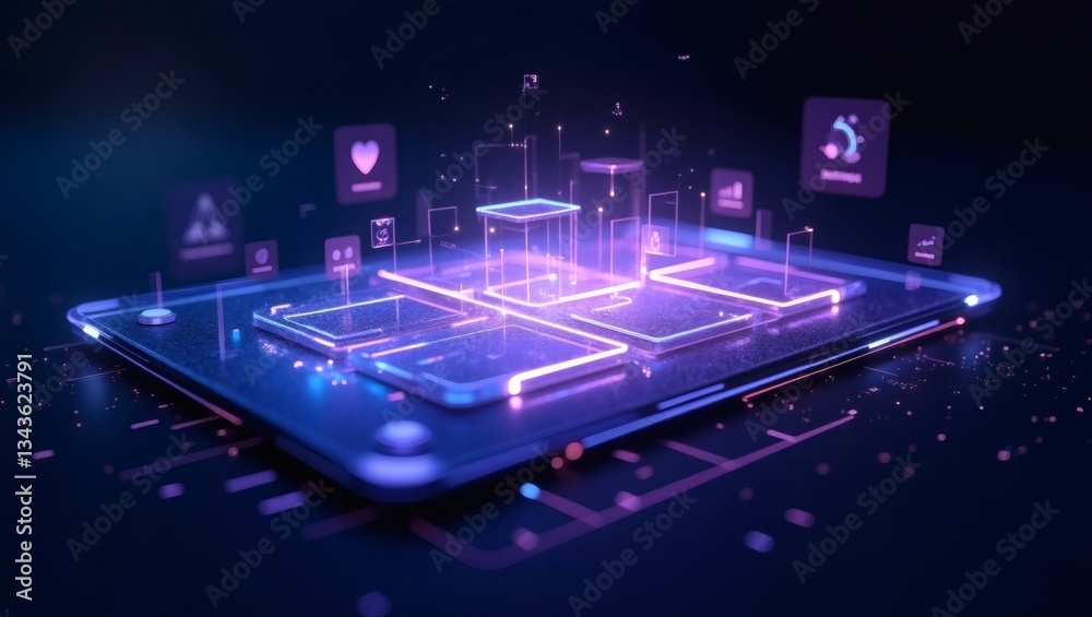 Aufkleber a digital tablet with glowing interface elements, representing modern technology and innovation
