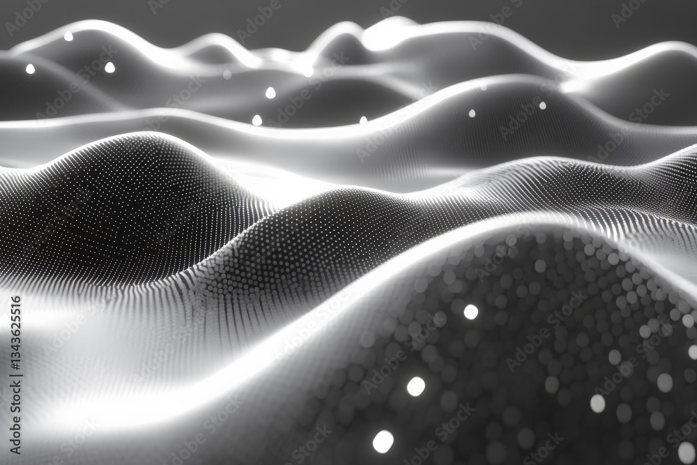 Aufkleber Abstract representation of flowing waves illuminated by light in a dark setting emphasizing depth and texture