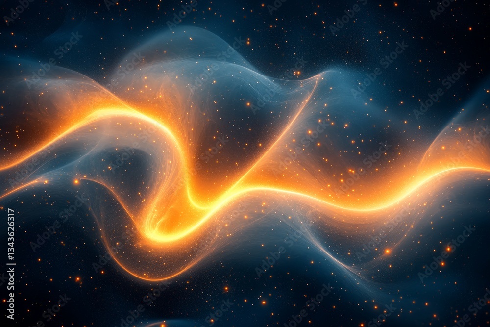 Poster Cosmic waves of light flow through the universe in an abstract representation of energy and color