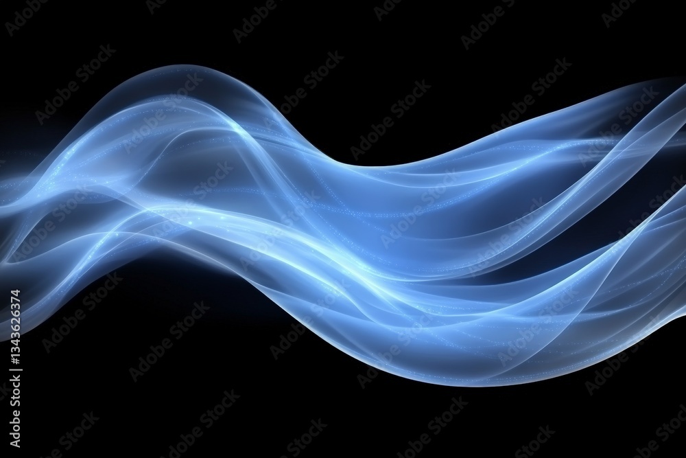 Aufkleber Elegant blue waves of light flow smoothly across a dark background, creating a serene and calming atmosphere