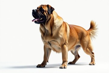 Obraz premium Majestic mastiff, powerful stance, white background, dog, loyal, animal