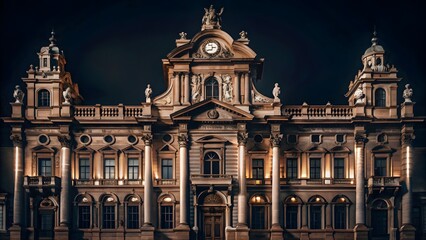 Obraz premium Illuminated Classical Building at Night