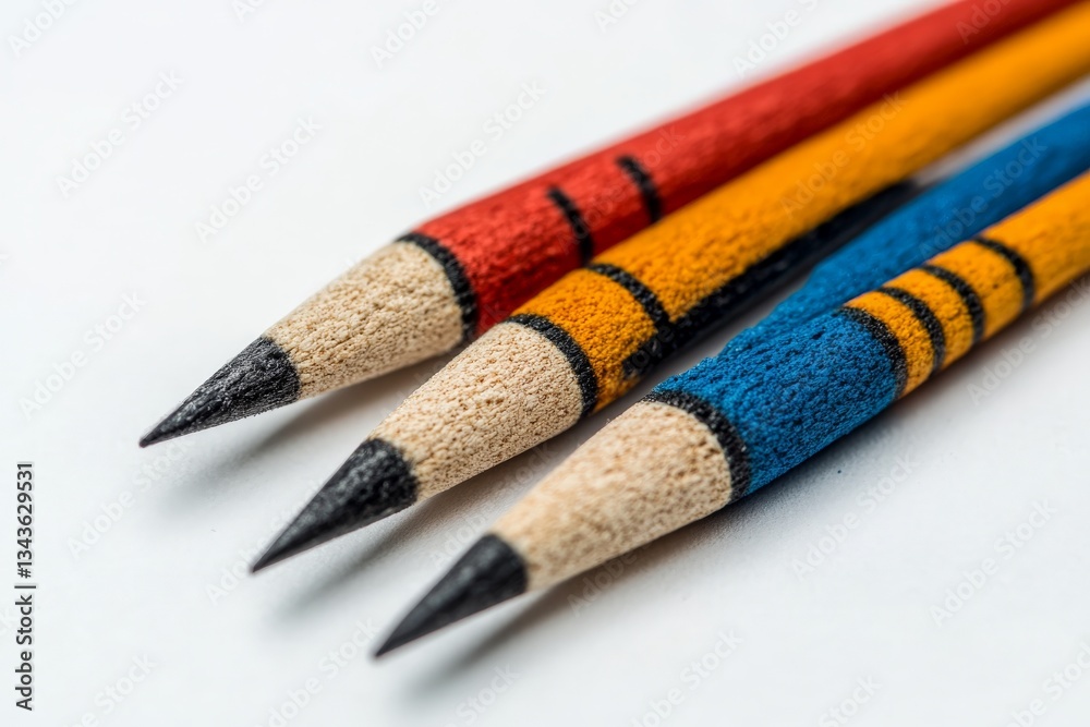 Aufkleber colorful pencils arranged in a vibrant display on a white background during creative crafting time
