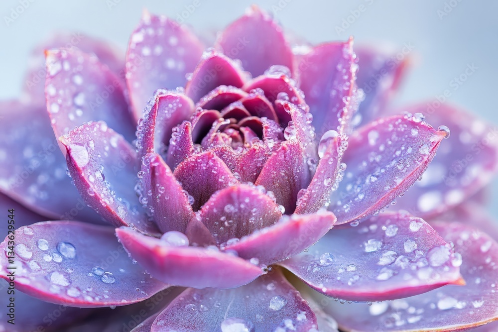 Aufkleber succulent plant covered in dew drops in soft morning light creating a serene atmosphere
