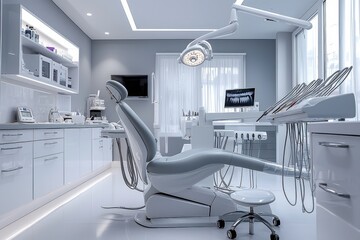 Explore a state-of-the-art dental clinic showcasing advanced technology and a commitment to patient care This image features a high-tech dental workspace designed for efficiency, precision, and