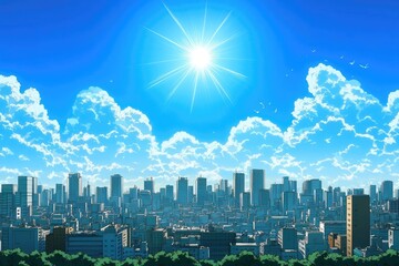 Cityscape, sunny day