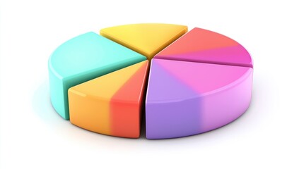 Obraz premium Colorful 3D pie chart in a cartoon design, showing data breakdown and analysis.