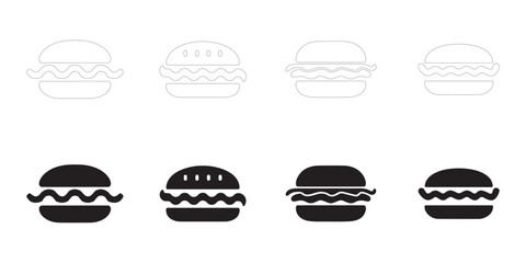 Hamburger icons set. Editable minimalist vector icons. Flat and Outline. 