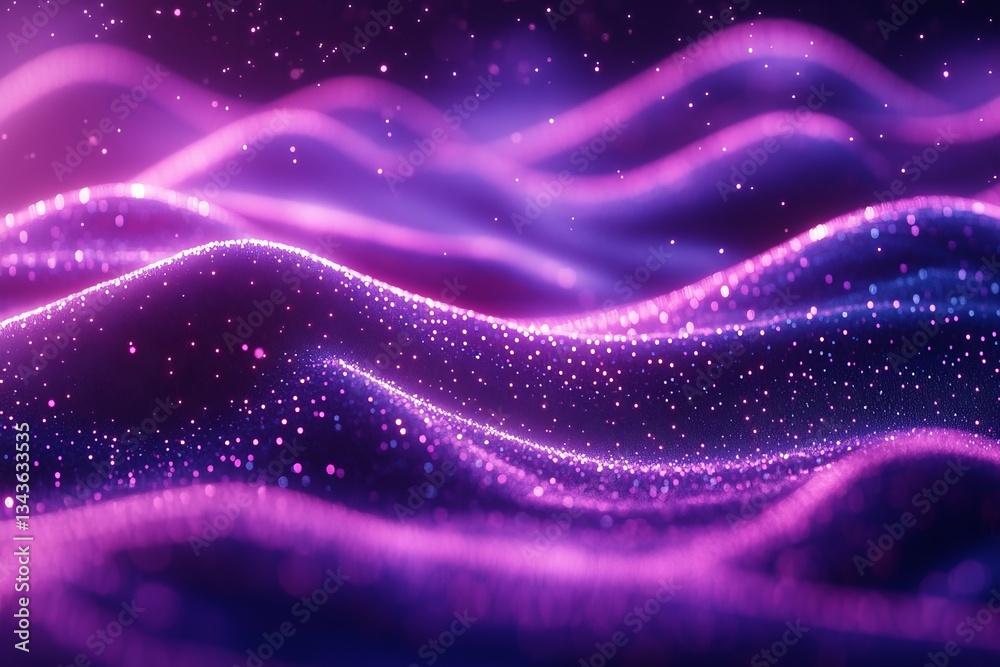 Fototapete Colorful abstract waves with sparkling particles create a mesmerizing atmosphere in this digital artwork