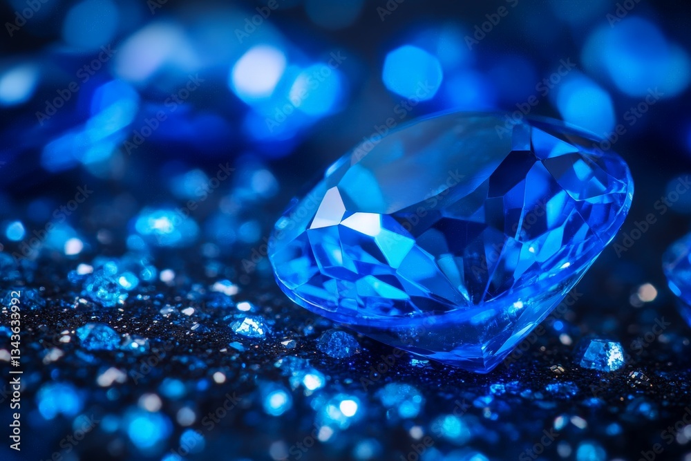 Aufkleber brilliant blue gemstones sparkle on a dark surface, creating a dazzling display of elegance and beau