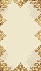 Geometric damask motif with gold accents on a neutral beige background , geometric, beige