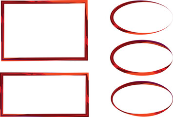 dark bright red abstract borders frames set