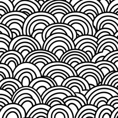Abstract Black and White Arc Pattern Seamless Design for Textile, Wallpaper, and Web.