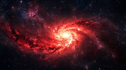 Vibrant Red Galaxy Illustration: Astronomy, Space, Universe, Cosmos Background for Design Projects