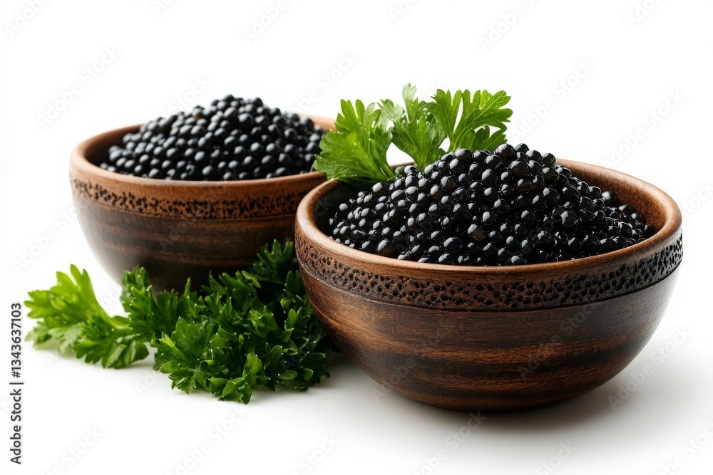 Aufkleber black seeds and fresh herbs in wooden bowls displayed attractively on a light background during a cu