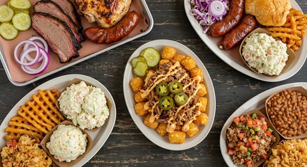 Barbecue Platter Collection - Southern Comfort Feast - Food photography for restaurant menu