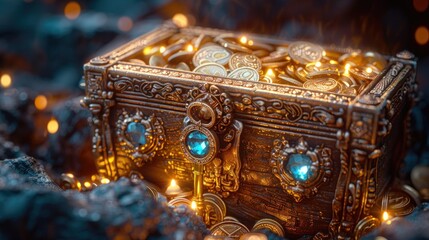 Treasure Chest Full of Gold Coins